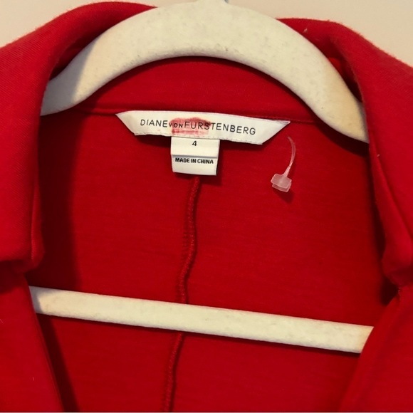 Diane Von Furstenberg | Women's DVF Cloud Twist Dress Red Wool Collared Mini | 4 - Picture 6 of 11